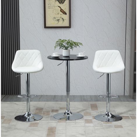 Table haute ronde en MDF et métal noir, réglable en hauteur Ø61 x 70-90 cm (1/5)