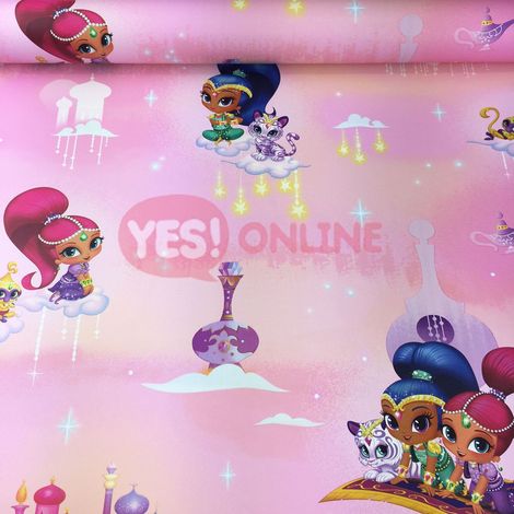 Shimmer & Shine Wallpaper Princess Girls Bedroom Tiger Stars Temple Clouds Pink (1/4)