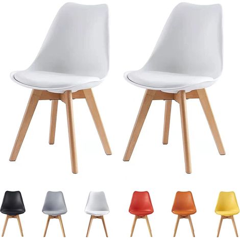 Set of 2 Dining Chairs Designer Side Chairs Wooden Home Office Commercial EVA WHITE