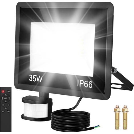 Projecteur LED Extérieur 35W, 5500LM, 6500K Blanc Froid, IP66 Étanche, Économie d'Énergie, Installation Flexible pour Jardin, Terrasse et Sécurité, Sans Prise​