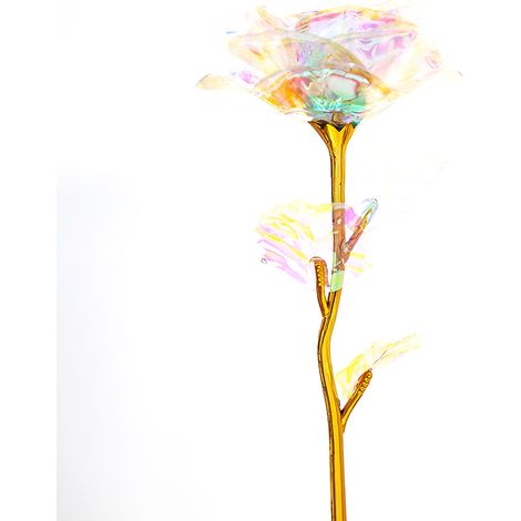 20 Roses Artificielles 24K Doré Feuille Couleurs Vives Réalistes pour Fête Saint-Valentin Anniversaire Sans Lumière (1/3)