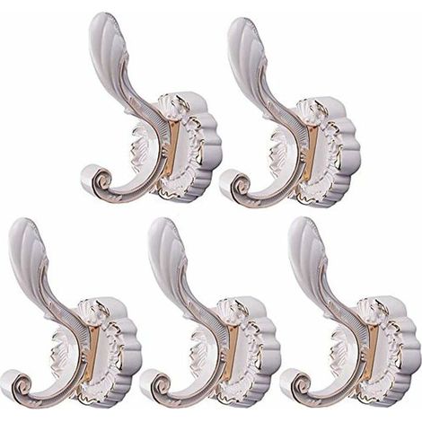 royaluxe - Lot de 5 crochets muraux style vintage Blanc (1/5)