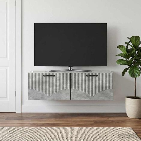 vidaXL Wall-Mounted TV Cabinet Concrete Grey 98 x 31 x 30 cm (1/5)