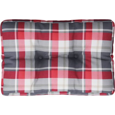 Coussin de plateau à carreaux rouges, mesurant 50x40x12 cm, en tissu. (1/5)