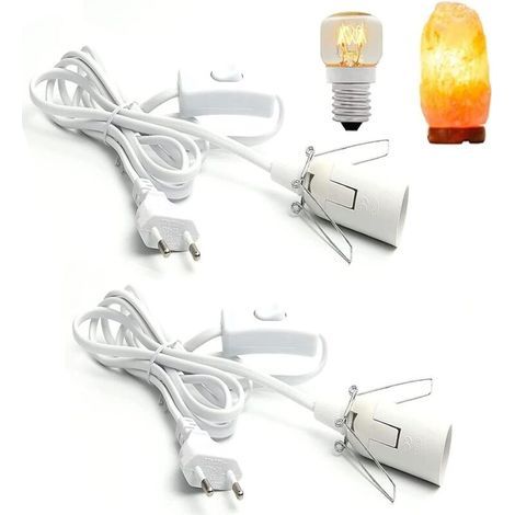 2 pieces 1.8 m Salt Lamp Cables with E14 Switch, French (European) Plug, Insulated Cable Socket (1/5)