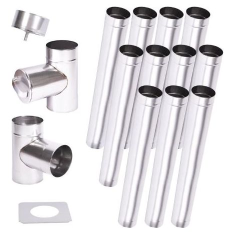 Kit conduit cheminée simple paroi de 11 m Ø 100/120/ 130/150/160/180/200 mm - 150 mm