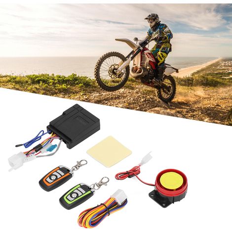 Nouvelle alarme antivol pour moto, design bicolore, démarrage/arrêt à distance, universelle pour quads et véhicules tout-terrain (livrée avec batterie intégrée). (1/5)