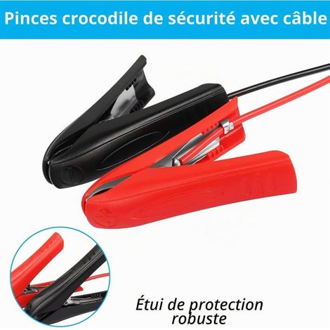 Câble extension pince batterie 1,8m 18AWG cuivre 12/24V 10A, connexion rapide isolée sécurisée pour chargeur auto (1/5)