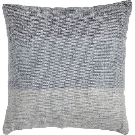 Coussin carré 40 x 40 cm coton brodé dégradé de bleu et écru - ABYSS (1/5)