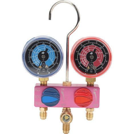 Mini G1/4 Diagnose-Manometer, Klimaanlagen-Werkzeug mit Metallknopf für die Kältemittel R22, R32 und R410A.