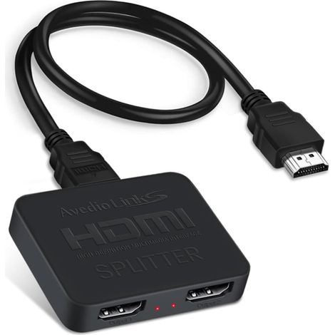 Répartiteur HDMI 1 en 2 Sorties simultanées 4 K 60 Hz, HDMI 1 en 2 Sorties pour Double moniteurs, Miroir Uniquement, Pas d'expansion : Prend en Charge HDMI2.0b, HDCP2.2, échelle (1/5)
