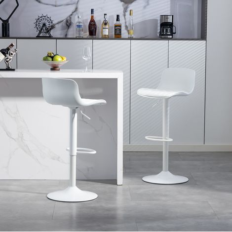 Sgabello da bar moderno regolabile 45x41x101 cm in metallo bianco, girevole per cucina FloraGrace (1/5)