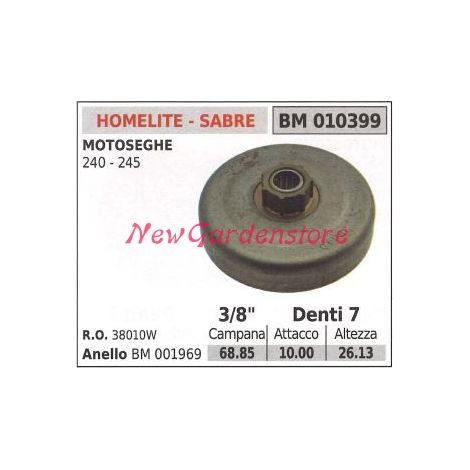 HOMELITE Kettenrad, Kettensägenmotor 240 245 3/8' Zähne 7 010399