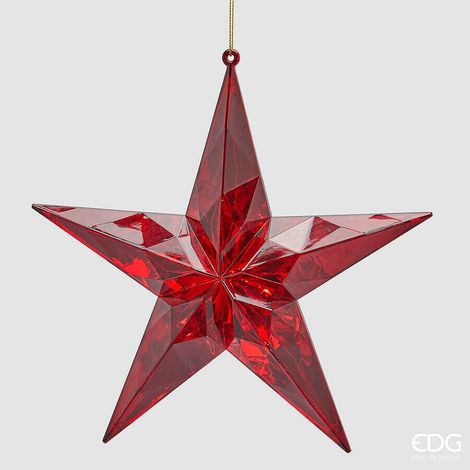 EDG Enzo De Gasperi Decoro Diamante Stella Natale Da Appendere D 19,5 Cm L 5 Cm Red