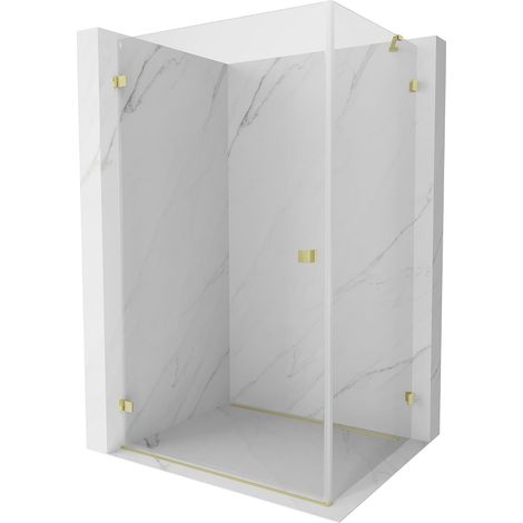 Mexen Lunar-B cabina doccia con porta sinistra 90 x 80 cm, trasparente, oro spazzolato - 832-090-080-55-00-L (1/5)