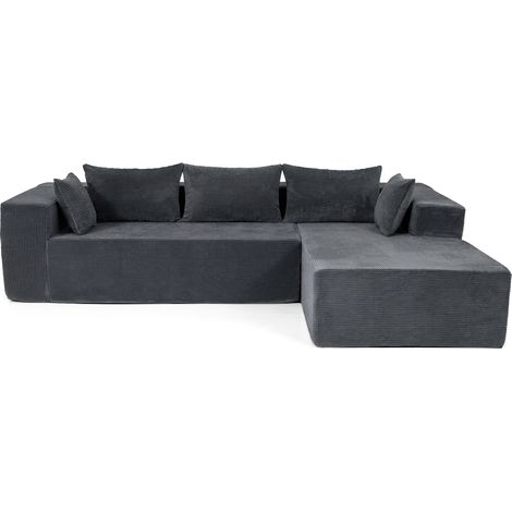 275 CM Canapé Modulaire en Forme de L, Aucun Montage Nécessaire, Canapé Convertible avec 5 Coussins, Tapis Antidérapants, Housse Amovible et Lavable (1/5)