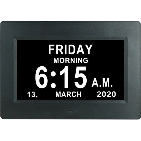 Reloj para personas con demencia y Alzheimer, reloj digital grande con calendario para personas mayores, reloj con día y fecha.
