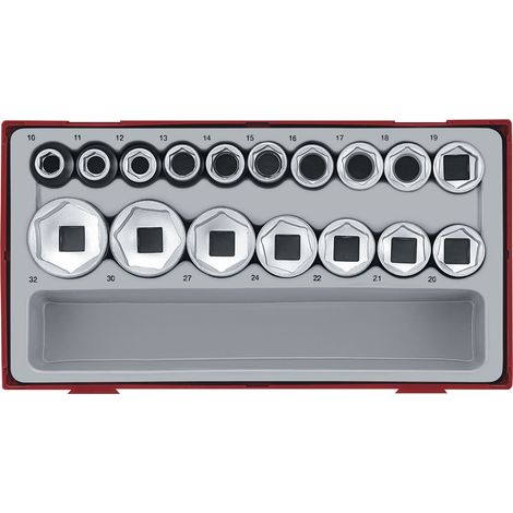 Teng Tools TT1217-6 Jeu de 17 douilles hexagonales acier chromé (1/2)