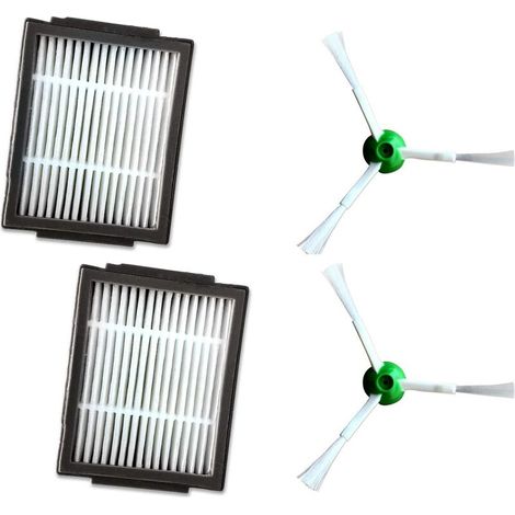 Ahlsen Set de accesorios de repuesto de 4 piezas para iRobot Roomba Serie I iRobot i7 E5 E6 filtro, cepillo principal y cepillo lateral ajustables (1/4)