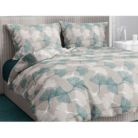 COPRIPIUMINO PETALI Verde in Puro cotone Made in Italy Cm. 155X200