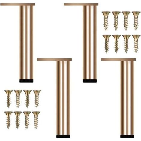 4pcs Pieds de Meuble Doré Métal Réglable, Pied Canapé Moderne, Pieds Rechange pour Table Basse, Meuble TV, Armoire Salle de Bain, Hauteur Réglable (1/4)
