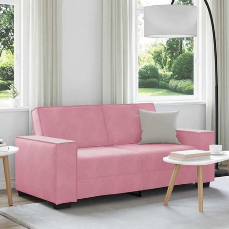 Canapé 2 places velours rose 140 cm confortable et stable (1/5)