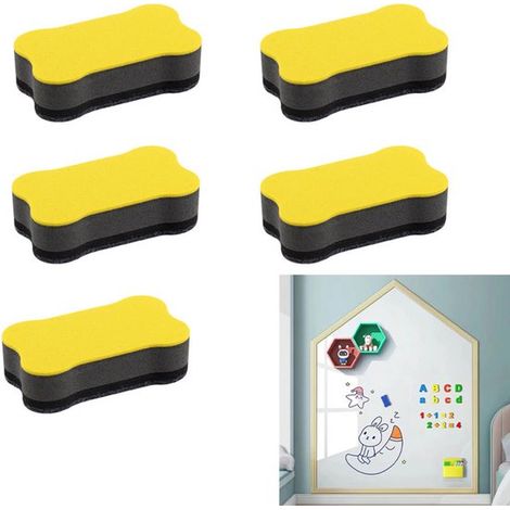 Ensemble de 5 effaceurs magnétiques pour tableau blanc, effaceurs en feutre épais, nettoyant pour tableau noir, nettoyant pour tableau blanc, tableau blanc magnétique (1/5)