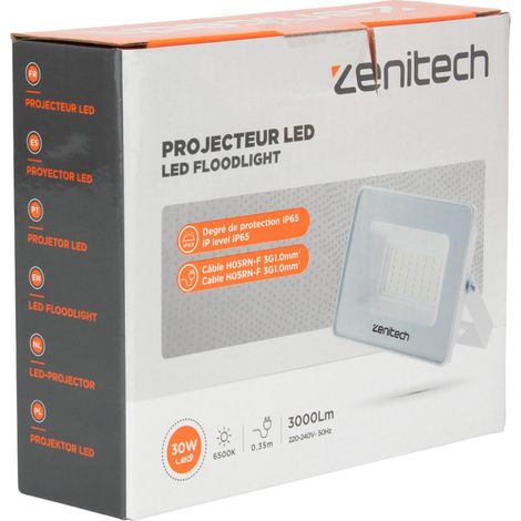 Proiettore con sensore 30W 3000lm IP44 Bianco / Proiettore con sensore