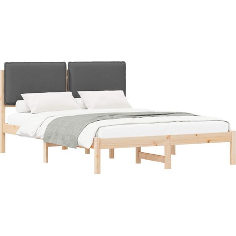 Estructura de Cama con Cabecera Tapizada Gris oscuro vidaXL