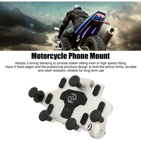 Support téléphone moto 540° réglable en alliage d'aluminium, support guidon vélo mobile blanc (1/5)