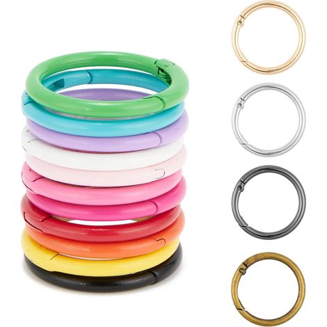 15 PCS mousqueton rond Gros Boucle à Ressort Ronde Ressort Anneau Boucle Snap Ressort pour la fabrication artisanale de sacs à main, fermoirs porte-clés, sacs