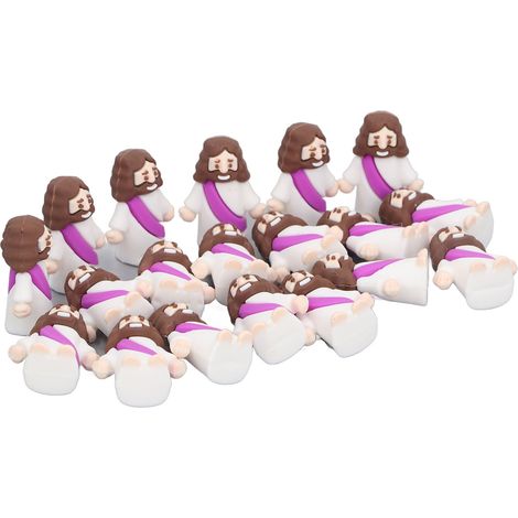 50 figurines miniatures de Jésus, jouets et petits cadeaux religieux pour les fêtes, l'école du dimanche et les activités manuelles pour remplir les œufs de Pâques. (1/5)