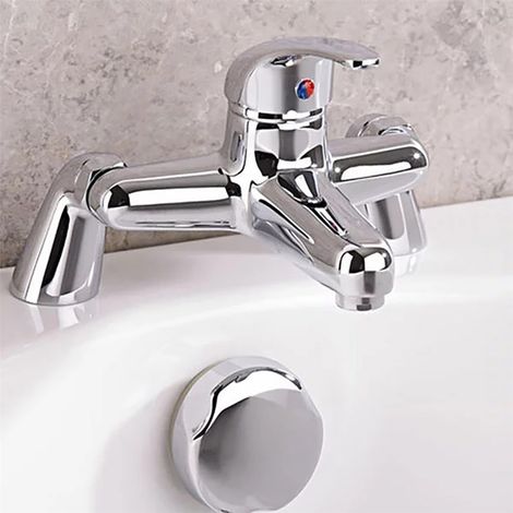 Caravan Bath Filler Mixer Tap Chrome Single Lever Static Motorhome Boat + Waste (1/4)