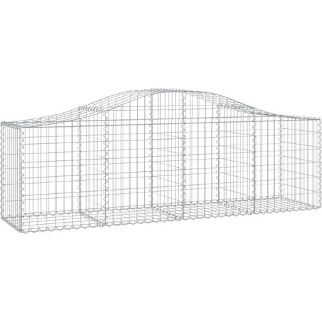 Gabbione cesto gabbia recinzione muro di contenimento ad arco 200 x 50 x 60/80 cm ferro zincato Argento 020040043