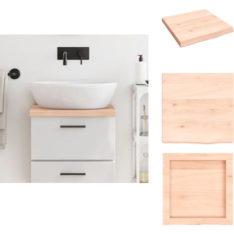 Comptoir de salle de bain 40x40x(2-4) cm bois massif non traité - Comptoir Salle De Bain - Comptoir Bois - Plan De Travail Salle De Bain - Meuble Lavabo - Chêne Massif (1/5)