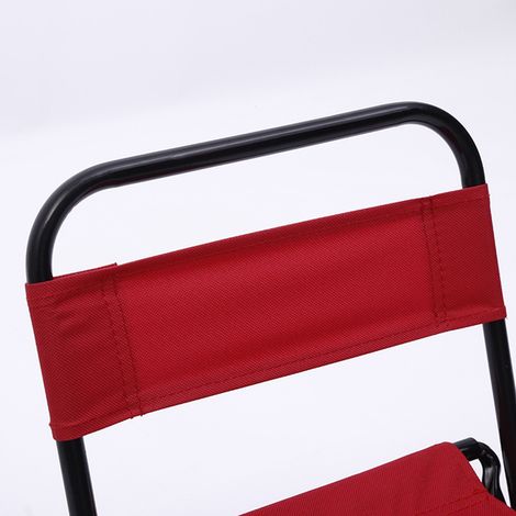 Chaise pliante portable de camping, de pêche et de loisirs avec sac de rangement rouge (1/5)