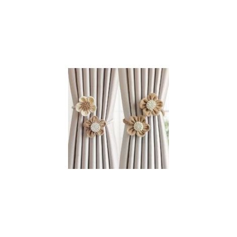 Lot de 2 embrasses de Rideaux Faites à la Main en Corde pour décoration de Bureau Maison Fleurs (1/4)
