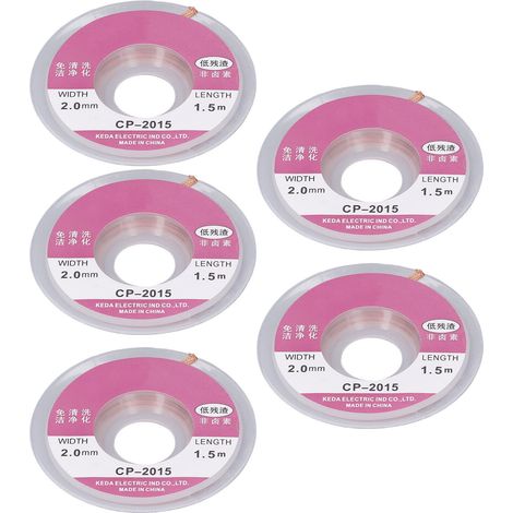 Mèche à souder en étain, 5 pièces, faible résidu, Absorption rapide, grande réponse thermique, soudage pour PCB (1/5)