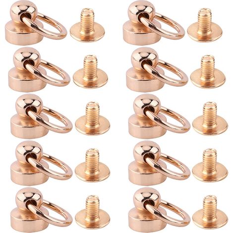 10 pièces rivets en laiton à tête ronde avec écrou pour accessoires de maroquinerie