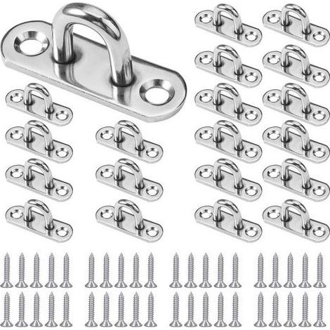 20 Pcs Crochets De Plafond En Forme U, Crochet Inox, Pontet Inox, Base 15 X 45mm, Support Mural Plaques À Œil Pour Fixer Les Cordons Sur Bateau, Yoga, Les Lustres, Quincaillerie (1/4)