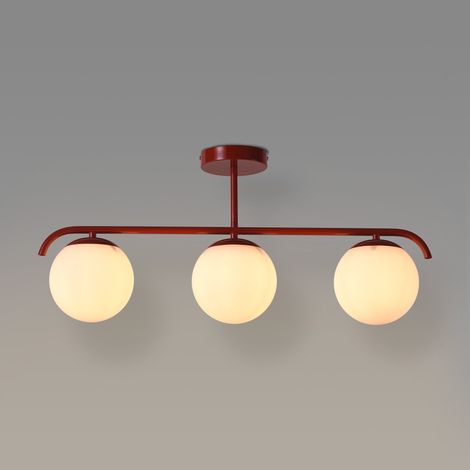 Lámpara De Techo Triple Bolas Cristal "TALÍ" - 3xE27 - Rojo