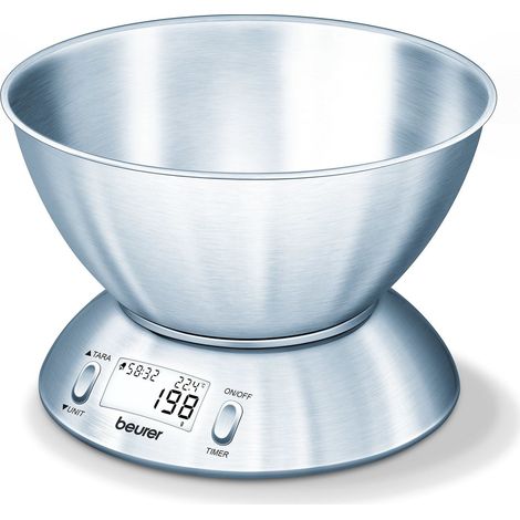 Beurer KS54 Bilancia da Cucina Elettronica con Ciotola in Acciaio (1/4)