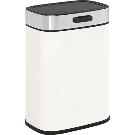 Poubelle de cuisine 5 L à poser ou à suspendre, en acier inoxydable brossé, avec couvercle à pression et seau intérieur amovible, crème - CHICFURN (1/5)