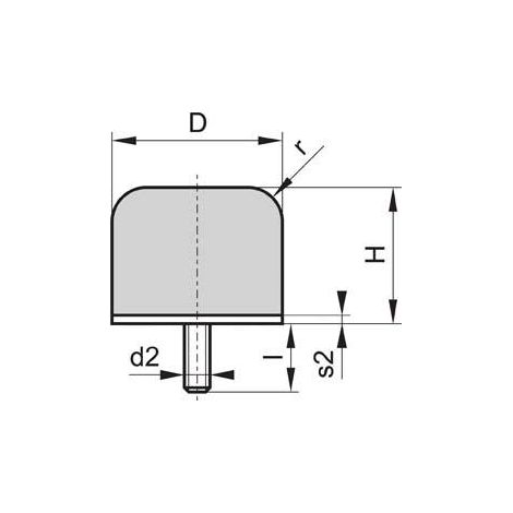 Kran Gummi Puffer 1 Gewindebolzen D40 H32 M8x28 NR70