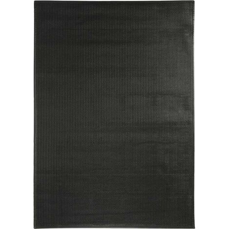 Tapis salon en cuir tressé noir 140x200 cm – Épaisseur 12 mm – Facile à entretenir – Label GOTS et OEKO-TEX – Thedecofactory (1/3)