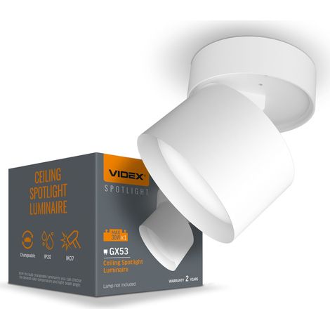 Lámpara de techo, foco móvil, blanco, 1x Foco GX53 Videx (1/4)