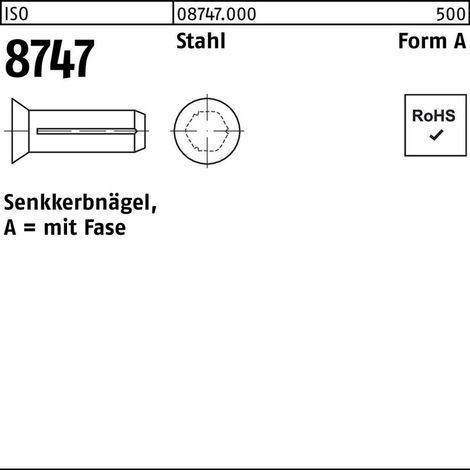 ISO 8747 Senkkopferbnägel, mit Fase Stahl 3 x 10 K 500 Stk (1/2)