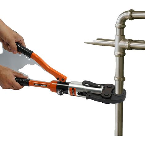 Kit de herramientas de crimpado, acero y aluminio de alta calidad, 14,5 x 3,5 x 1,3 pulgadas, intercambiable con 7 mordazas de crimpado, presión máxima de 10 toneladas, adecuado para reparación de tub (1/5)