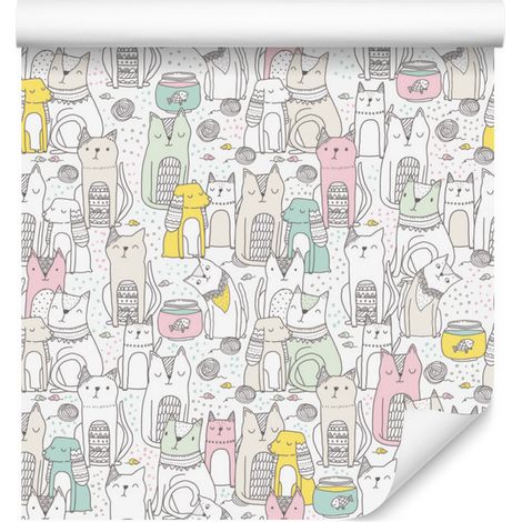 Papier peint chats et chiens pour salon et chambre 50x1000 cm (1/5)