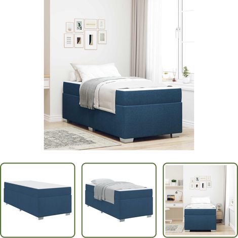 vidaXL Confort - Cadre de lit avec matelas Bleu 80 x 200 cm tissu (1/5)